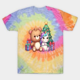 Cute Christmas Bear with his Unicorn Friend Kawaii T-Shirt